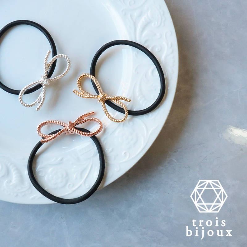 確認 ゆれるヘアリボン ヘアゴム ロングリボン 354 ゴールドムーン