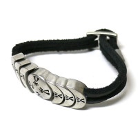 インディアン レザーブレスレット SNOW PRINT / 導き (ブラック)