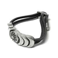 インディアン レザーブレスレット TRIBAL SUN / 知覚 (ブラック)