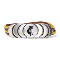 インディアン レザーブレスレット KOKOPELLI / 悦び (ブラウン)