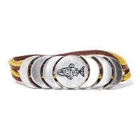 インディアン レザーブレスレット NATIVE SALMON (ブラウン)