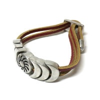 インディアン レザーブレスレット TRIBAL SUN / 知覚 (ブラウン)