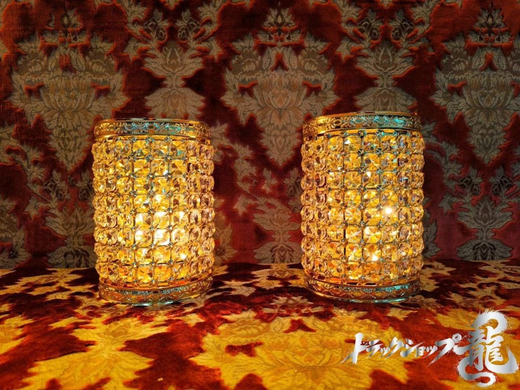 壁掛シャンデリア 2個セット E12口金仕様 金メッキ クリスタルビーズ