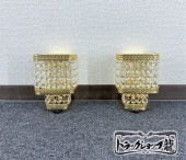 高品質 壁掛 シャンデリア 2個セット 木枠土台 ゴールドメッキ