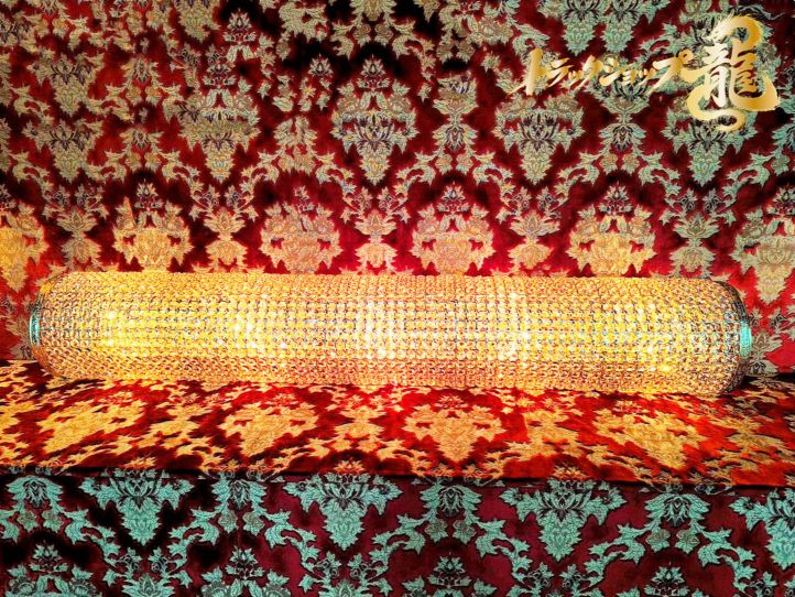 幅140cm壁掛シャンデリア BA15S口金 フルゴールドメッキ クリスタルビーズ 金華山 男の城 車内照明 デコトラ トラックシャンデリア トラック部品パーツ オリジナル 豪華！