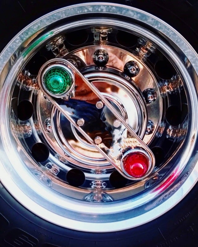 鏡面ステンレス 【19.5インチ】 ホイールマーカーステー 2枚セット 4つ穴 リモコンマーカー 8個付き 10mm丸棒巻 バスマーカー S0125T