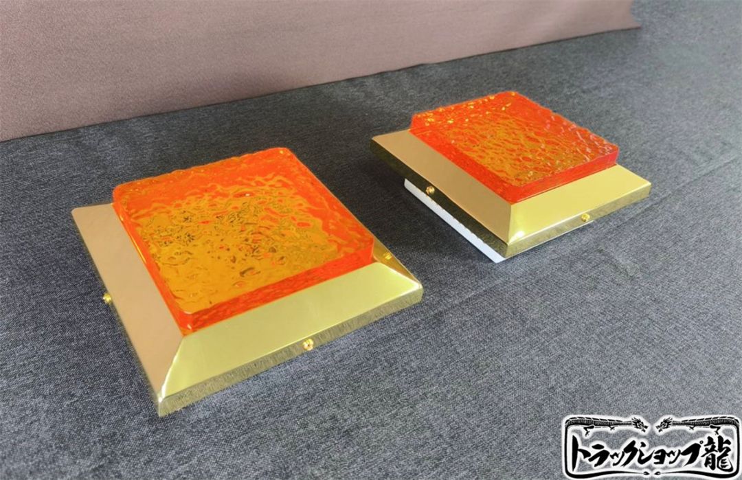 バス　ダウンライト2個セット　ゴールドメッキ 訳アリ品】ダウンライト 角型 大 幅175mm シャンデリア 2個セット 石