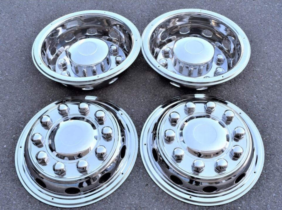 ステンレス ホイールライナー ホイールカバー 22.5インチ 10穴 前輪2枚 後輪2枚 4枚セット 汎用 G0013D