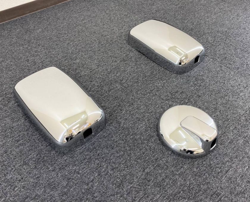 【訳あり品】 メッキ ミラーカバー 3点セット いすゞ NEWエルフ Φ170 標準車用 G8286T
