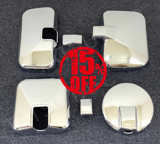 【訳あり品】 メッキ ミラーカバー 4点セット いすゞ フォワード320/342 三菱ふそう フルコンファイター G8313F