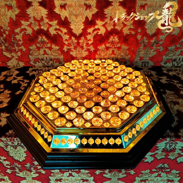 新入荷 オリジナル新品 高品質 薄型 八角形 天吊り シャンデリア 60㎝ 木枠土台 フルゴールドメッキ オクタゴンビーズ 金華山 デコトラ 観光バス