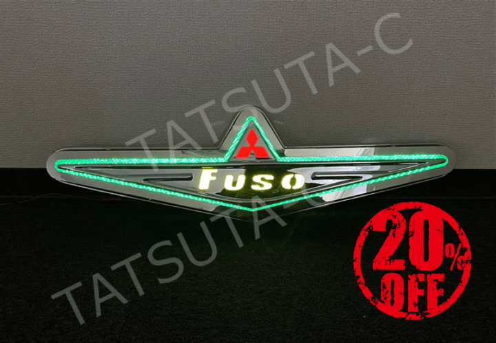 【訳あり品】 ステンレス 中型/超薄型 バスマーク アンドン 【鏡面】 厚み50mm 8mm丸棒巻き LEDライト付き 三菱ふそう FUSO S8571S