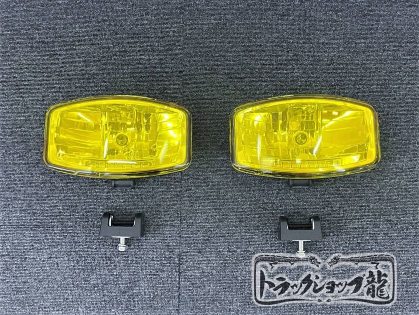 オーバル フォグランプ 【黄色】 2個セット 角目フォグ スクエア フロントバンパー ルーフバンパー スカニア D0711S