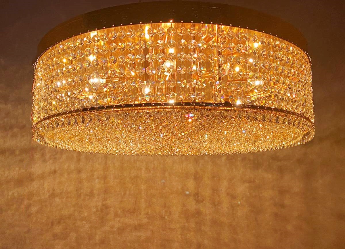 直径60㎝天吊りシャンデリア ケーキ型 1段 BA15S口金仕様 フルゴールド