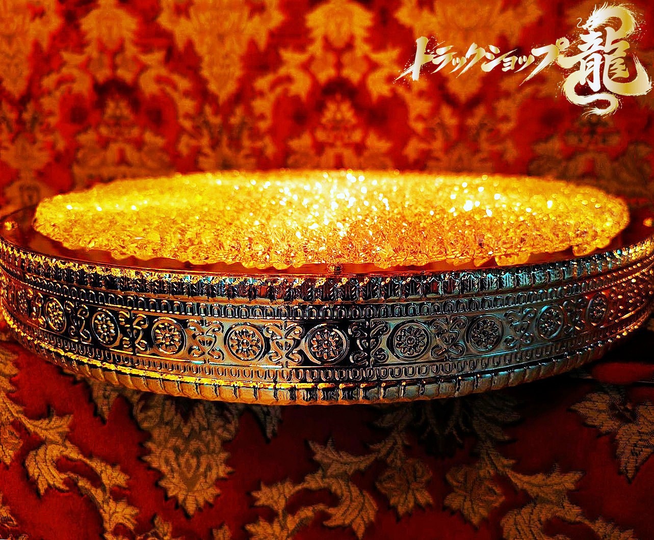 ゴージャス！超薄型 Φ50㎝天吊りケーキ型 トラックシャンデリア フルゴールドメッキ 高品質クリアビーズ使用 ステンレス製金メッキリングC0303S
