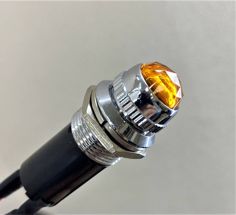 パイロットランプ 【アンバー/橙】 10個セット 16φ 24V LEDランプ ダイヤカット 配線4本 D0683D