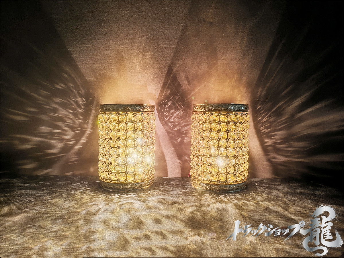 壁掛シャンデリア 2個セット E12口金仕様 金メッキ クリスタルビーズ