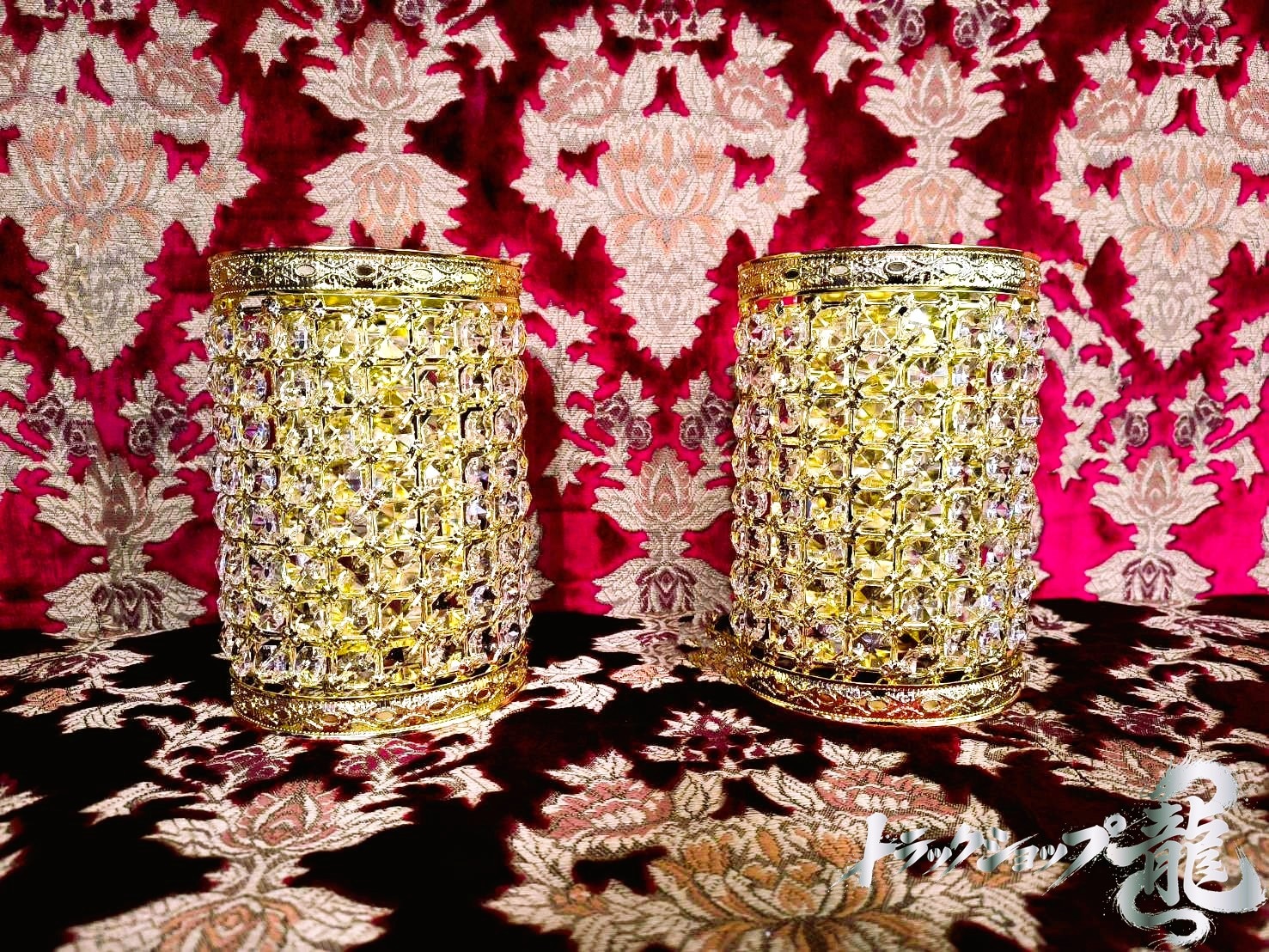 壁掛シャンデリア 2個セット E12口金仕様 金メッキ クリスタルビーズ