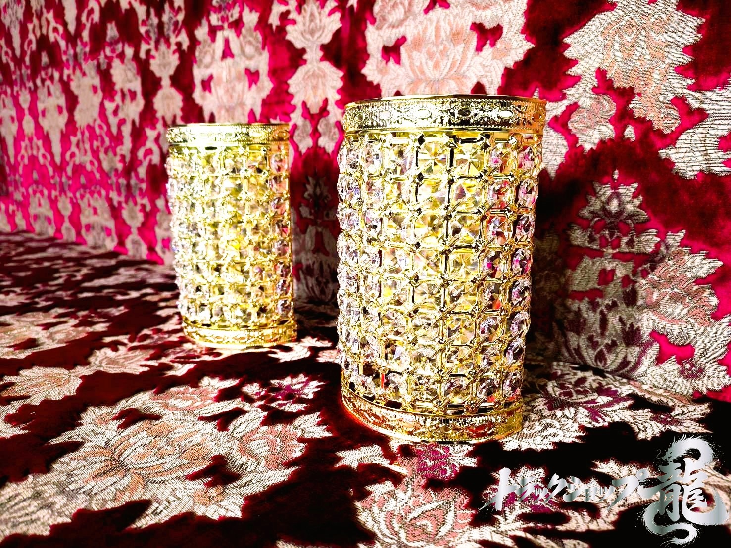 壁掛シャンデリア 2個セット E12口金仕様 金メッキ クリスタルビーズ