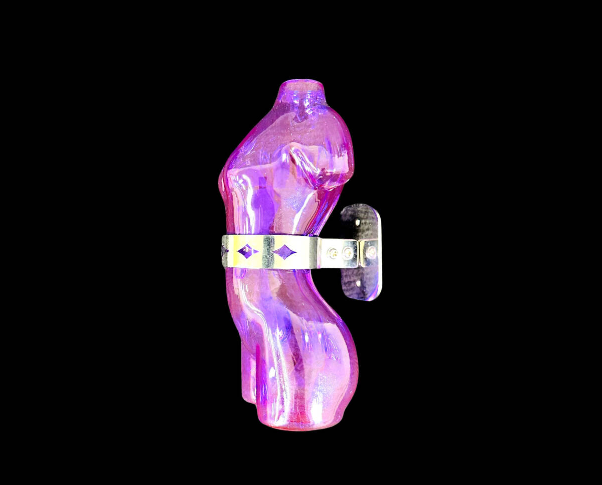 オリジナル ガラス製 ヌード 花瓶 全4色 菱抜き/桜抜き 選べる 取り付けステー付き T0060S