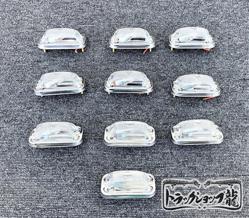 デコトラ、角マーカーレンズ、クリヤ LED球付き 角マーカー 【クリア】 1個 角型 サイドランプ 前開き