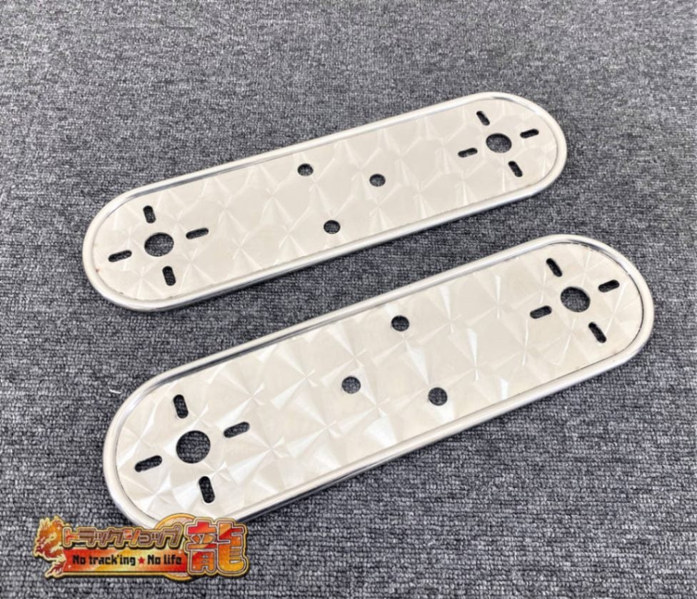 ホイールマーカーステー　ダブル付け仕様 超薄型/鱗柄ステンレス 【22.5インチ】 ホイールマーカーステー 4枚