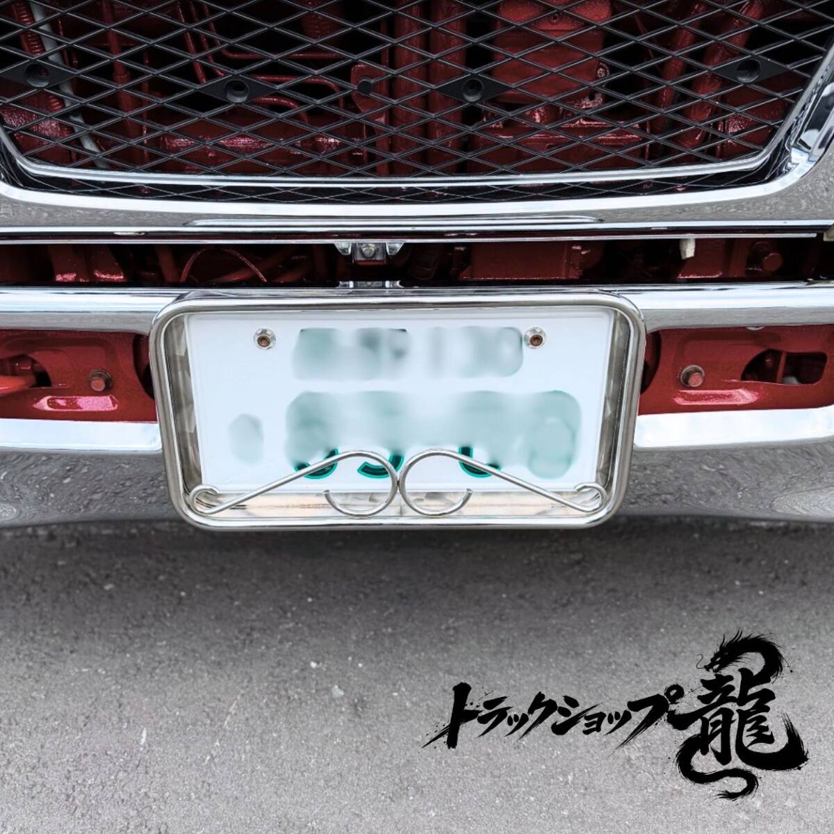 ステンレス 中型 Sカン ナンバー枠 鱗柄 バイザーナンバー枠 12Φパイプ