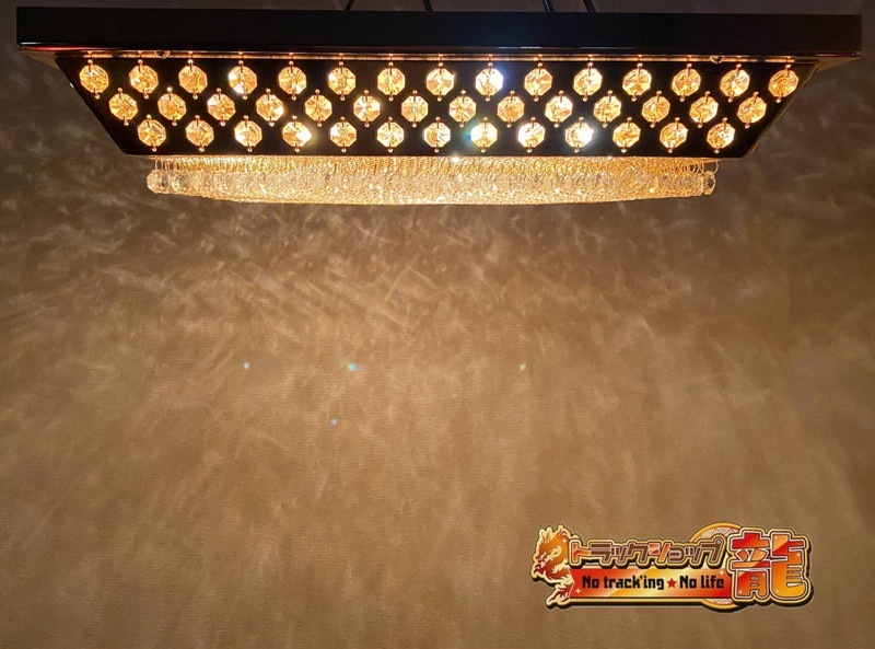 訳有品　四角天吊りシャンデリア 小 フルゴールドメッキ オクタゴンビーズ