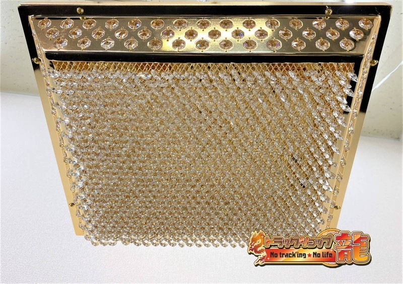 訳有品　四角天吊りシャンデリア 小 フルゴールドメッキ オクタゴンビーズ