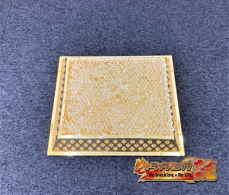 訳有品　四角天吊りシャンデリア 小 フルゴールドメッキ オクタゴンビーズ