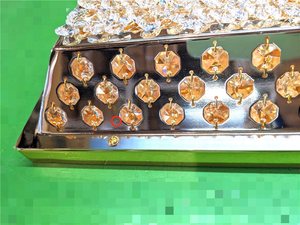 訳有品　四角天吊りシャンデリア 小 フルゴールドメッキ オクタゴンビーズ