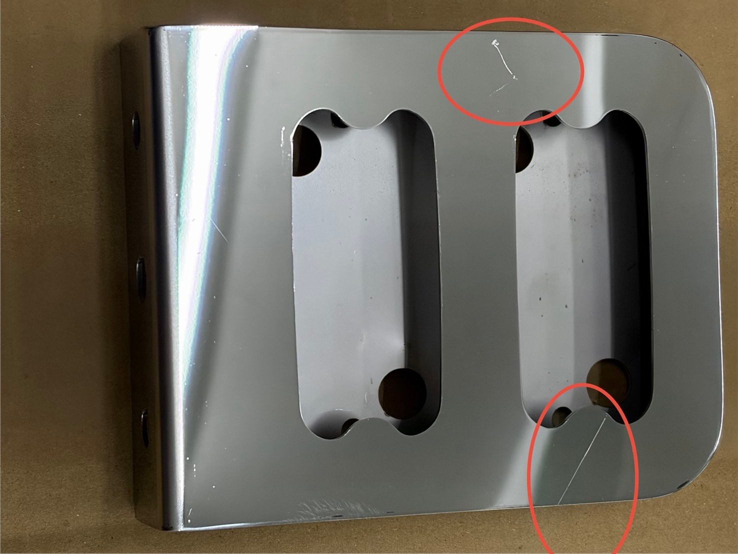 訳あり品】 鏡面ステンレス 角マーカー取付ステー 2連 2枚セット 角