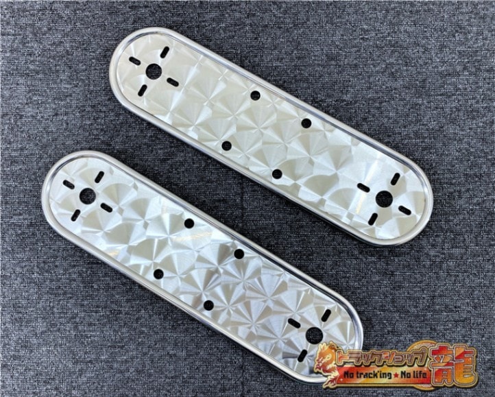 鱗柄ステンレス 【19.5インチ】 ホイールマーカーステー 2枚セット 4つ穴 10mm丸棒巻 バスマーカー S0585S