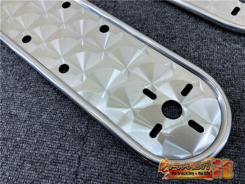 鱗柄ステンレス 【19.5インチ】 ホイールマーカーステー 2枚セット 4つ穴 10mm丸棒巻 バスマーカー S0585S