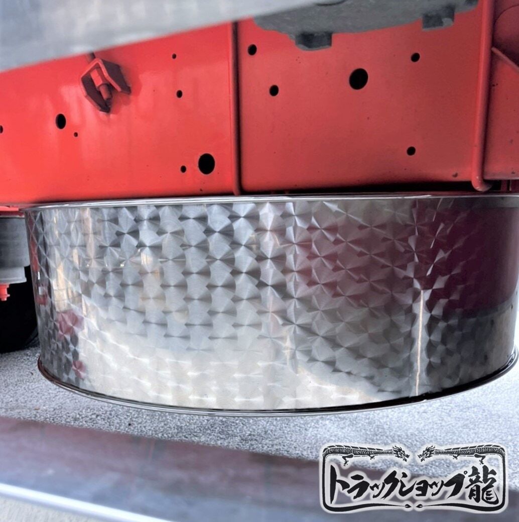 鱗柄ステンレス 【16インチ】 スペアタイヤカバー シンプルタイプ 720mm 10㎜丸棒巻き 丸形 補強折込なし 2t/3t 汎用 T0053S