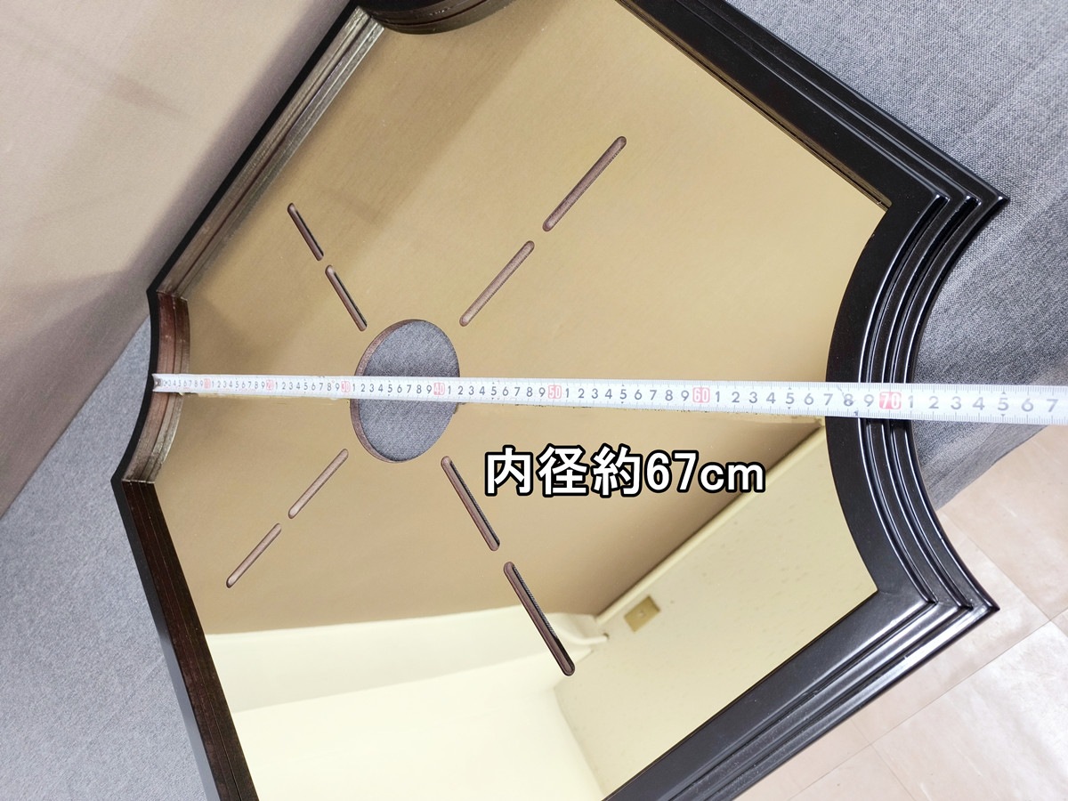 オリジナル！新入荷天吊り 内径約67㎝大 シャンデリア用 ゴールド真空メッキ木枠土台ダークブラウン デコトラ男の城観光バス 金華山 