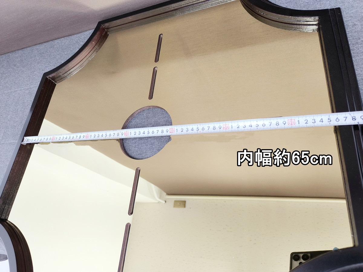 オリジナル！新入荷天吊り 内径約67㎝大 シャンデリア用 ゴールド真空メッキ木枠土台ダークブラウン デコトラ男の城観光バス 金華山 