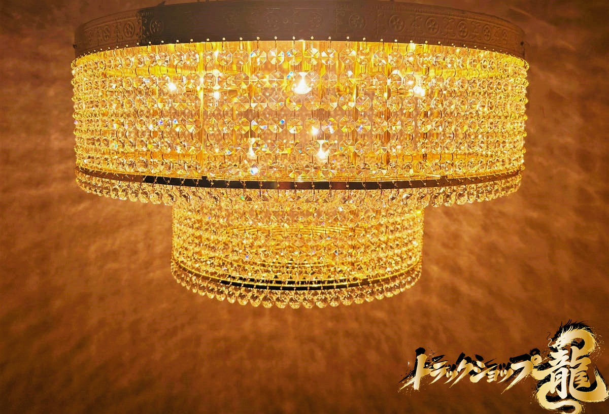 直径60cm天吊りシャンデリア 2段シャンデリア ケーキ型 2段タイプ フル