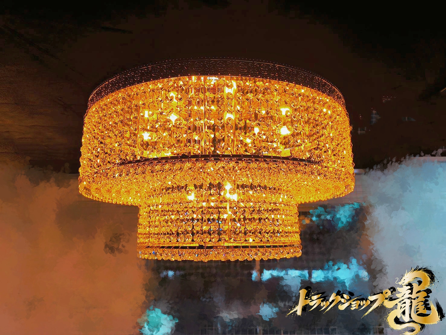 直径60cm天吊りシャンデリア 2段シャンデリア ケーキ型 2段タイプ フル