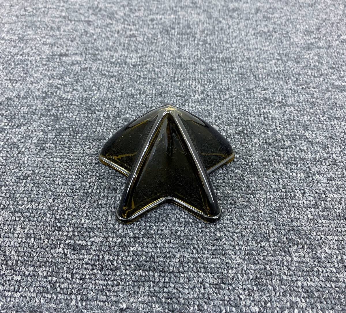 ガラス製 5点留め とんがり星マーカー 【黒/スモーク】 1個 土台付き