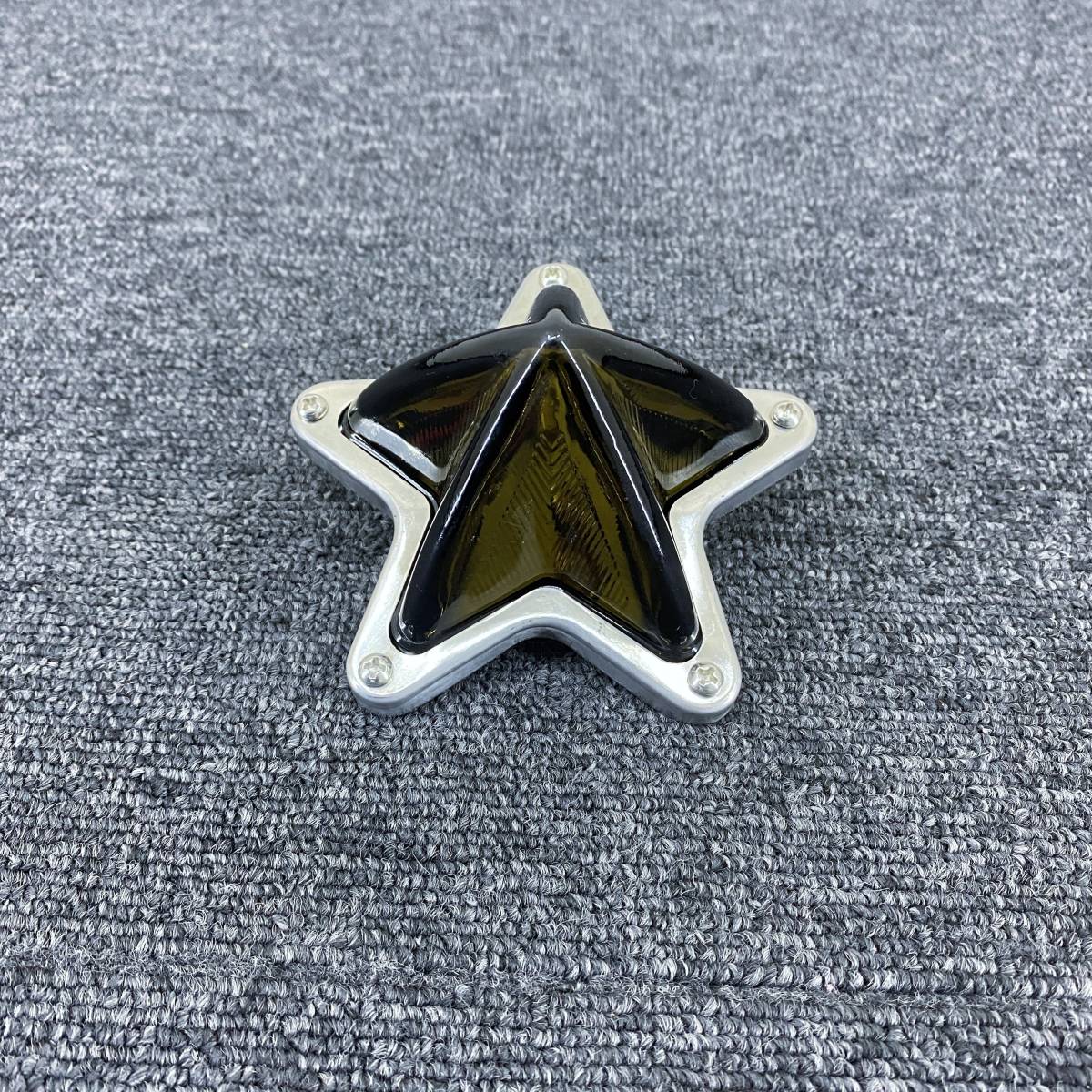 ガラス製 5点留め とんがり星マーカー 【黒/スモーク】 1個 土台付き