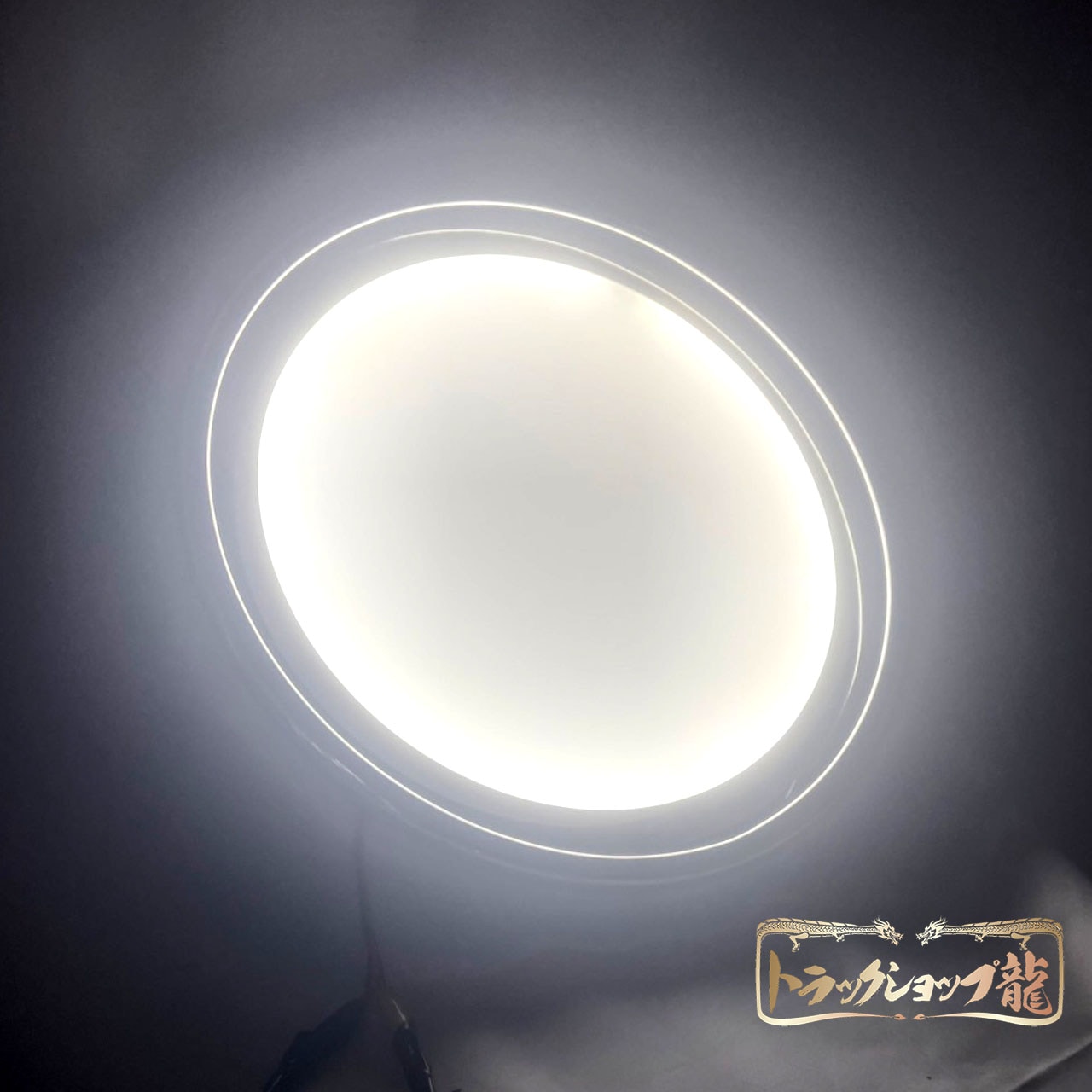 ステンレス ドアアンドン(大) 鏡面 アクリル板/LEDライト 丸アンドン ドア行燈 フロントアンドン T0076S