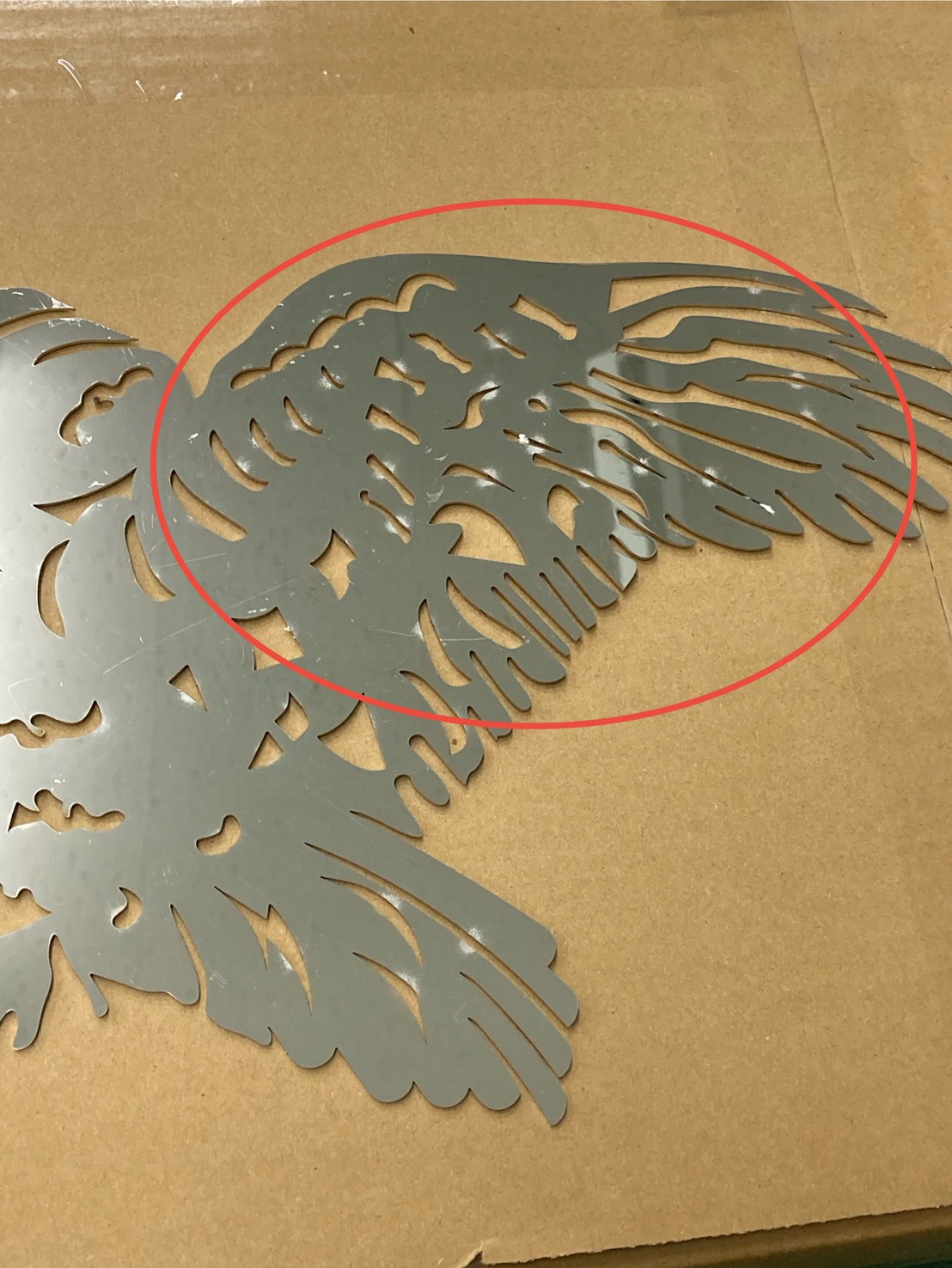 【訳あり品】 鏡面ステンレス 飾りプレート(小) イーグル 鷹 飾り板 S8972L