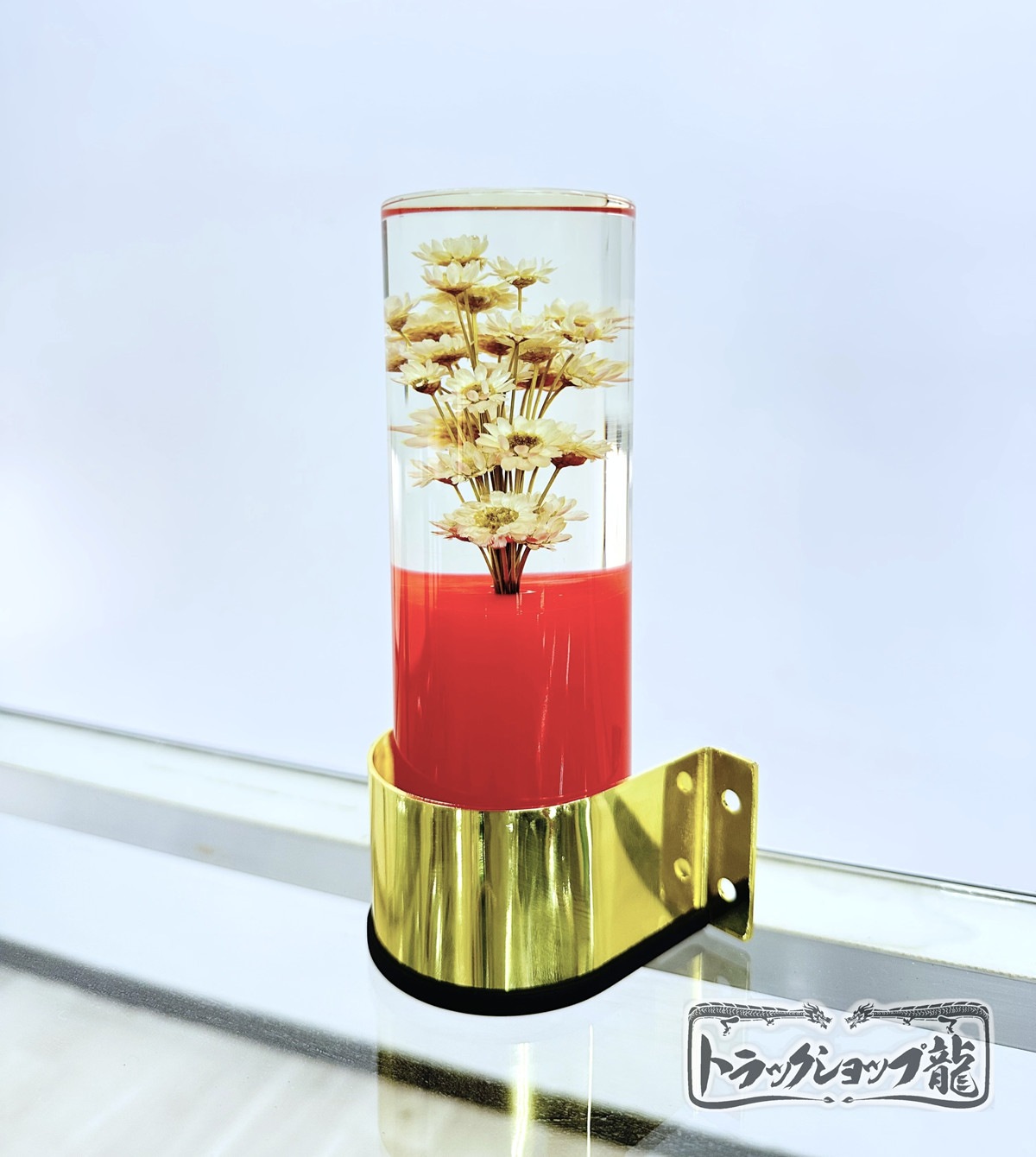 レトロ 水中花ライト 赤 金メッキステー 水中花ランプ マルチ