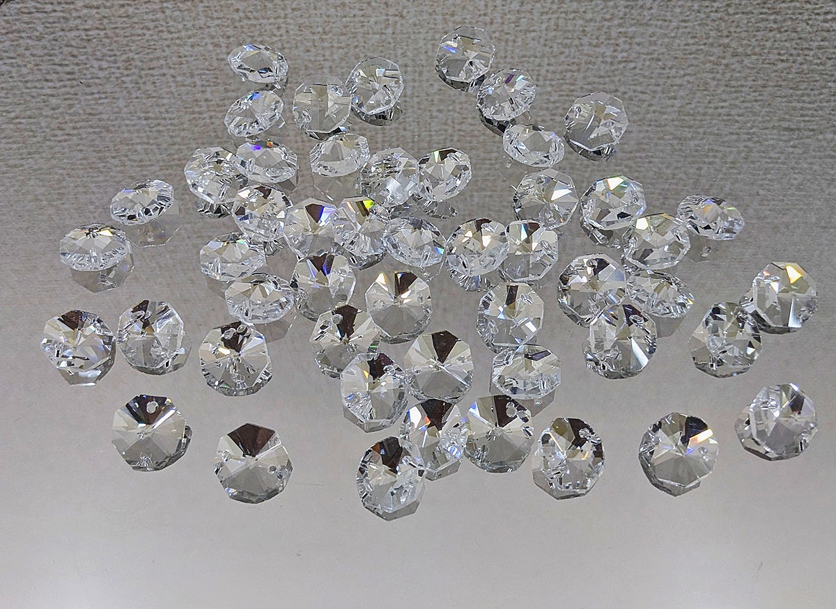 ☆シャンデリア補修☆カスタムパーツ・ガラスビーズ14mm2穴 50個