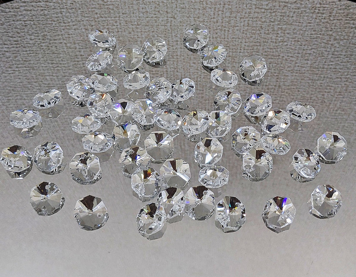 ☆シャンデリア補修☆カスタムパーツ・ガラスビーズ14mm2穴 50個