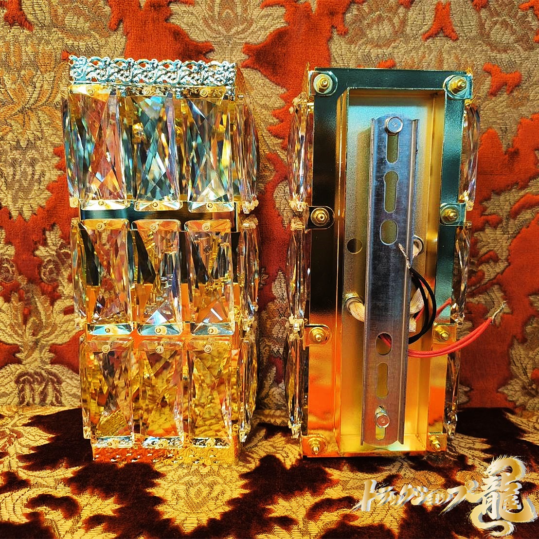 壁掛シャンデリア 2個セット 24面角クリスタル BA15S口金 フル