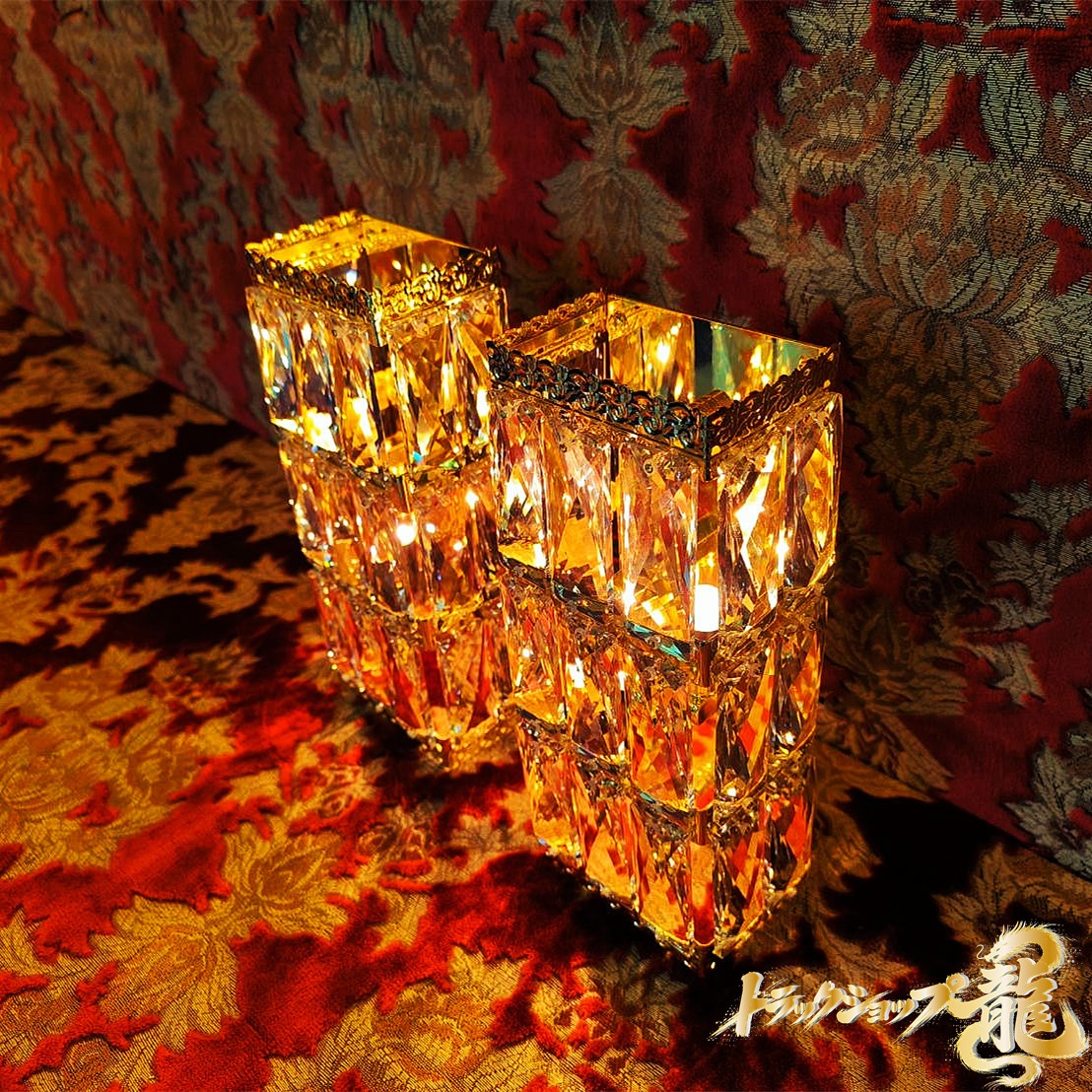 壁掛シャンデリア 2個セット 24面角クリスタル BA15S口金 フル