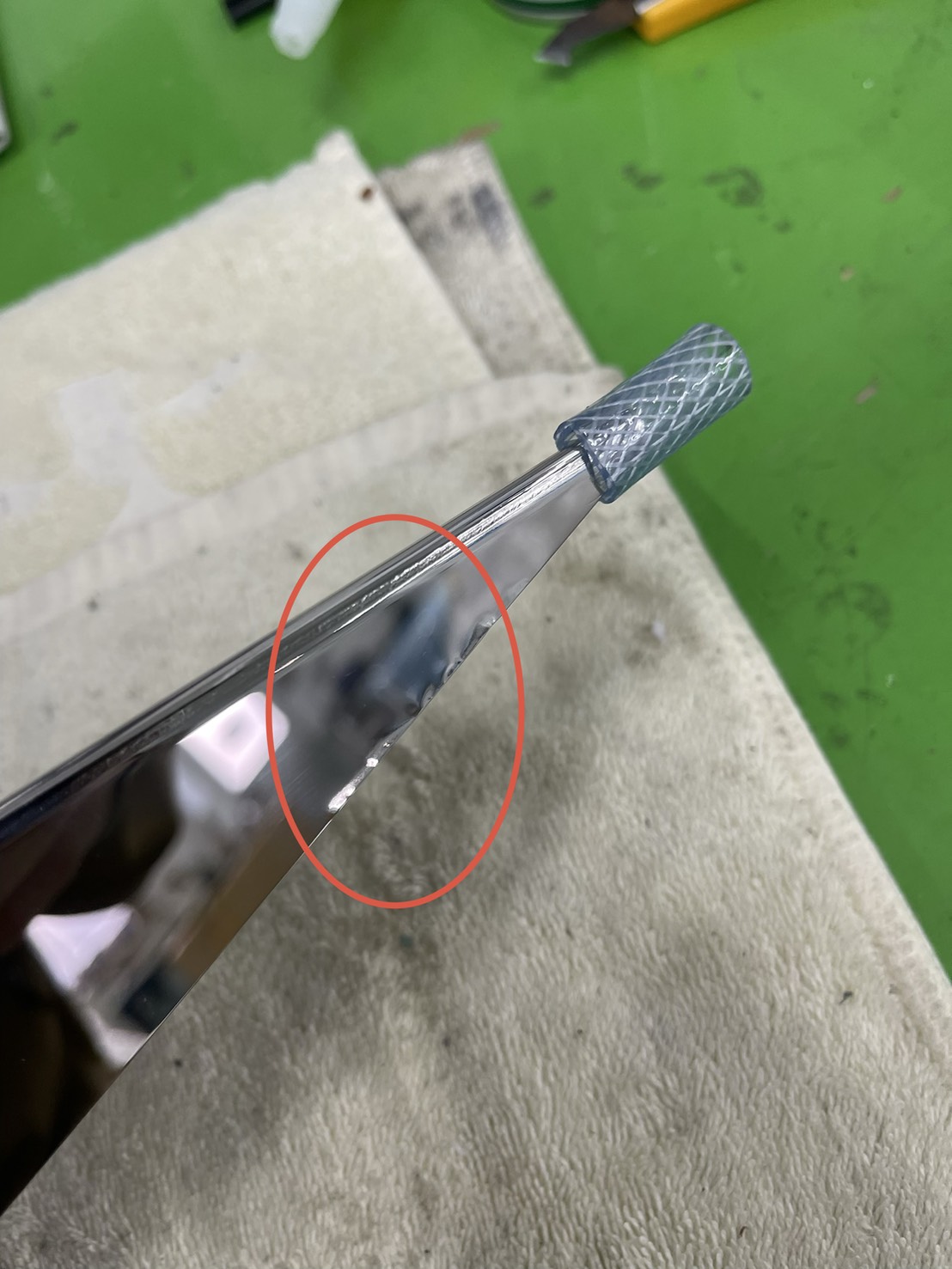 【訳あり品】 オリジナル 鏡面ステンレス 【19.5インチ】 一文字型 ホイールスピンナー 一体型マーカーステー 左右4個セット S8029D