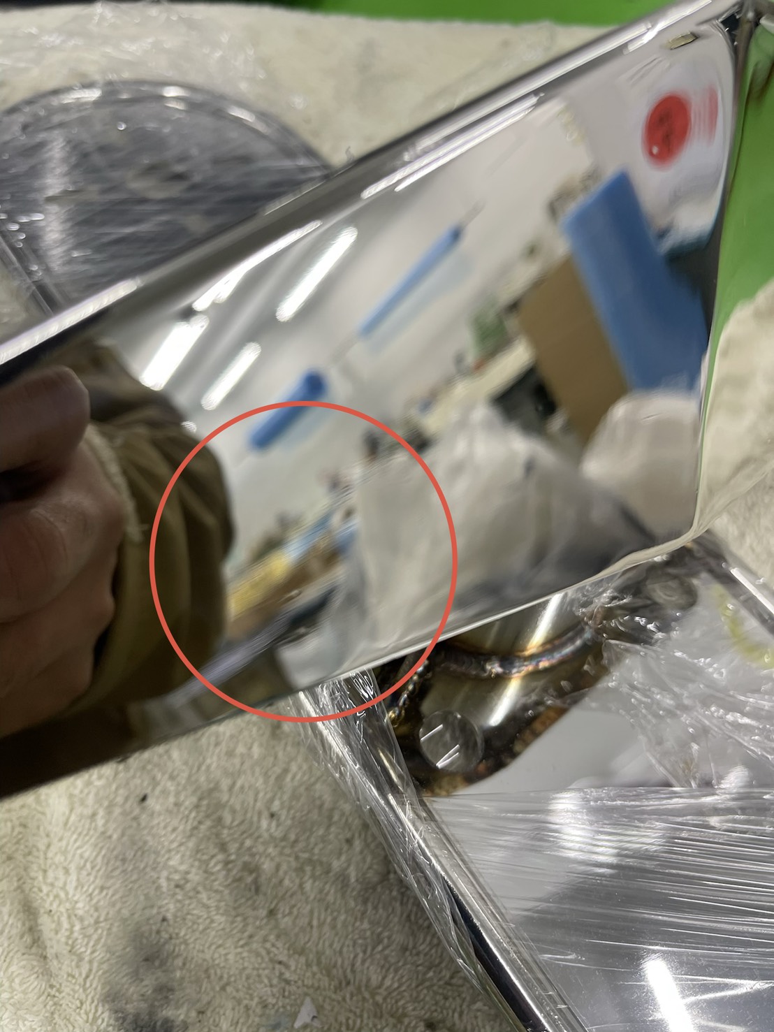 【訳あり品】 オリジナル 鏡面ステンレス 【19.5インチ】 一文字型 ホイールスピンナー 一体型マーカーステー 左右4個セット S8029D